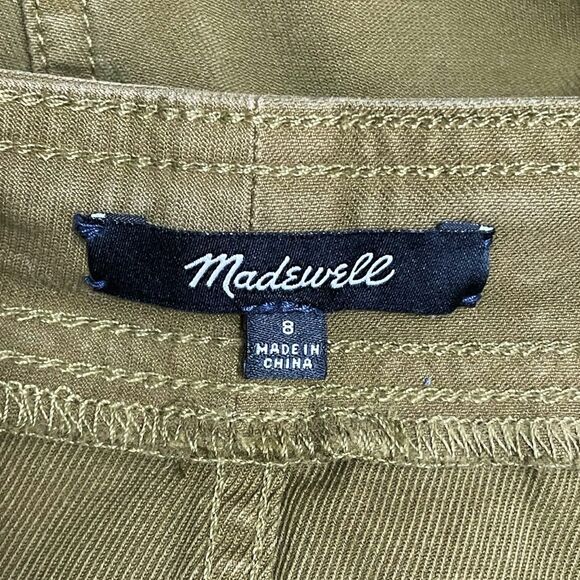 Madewell Metropolis Snap Skirt Size 8 Olive Green Snap Front A-Line Cotton Mini - Picture 5 of 9